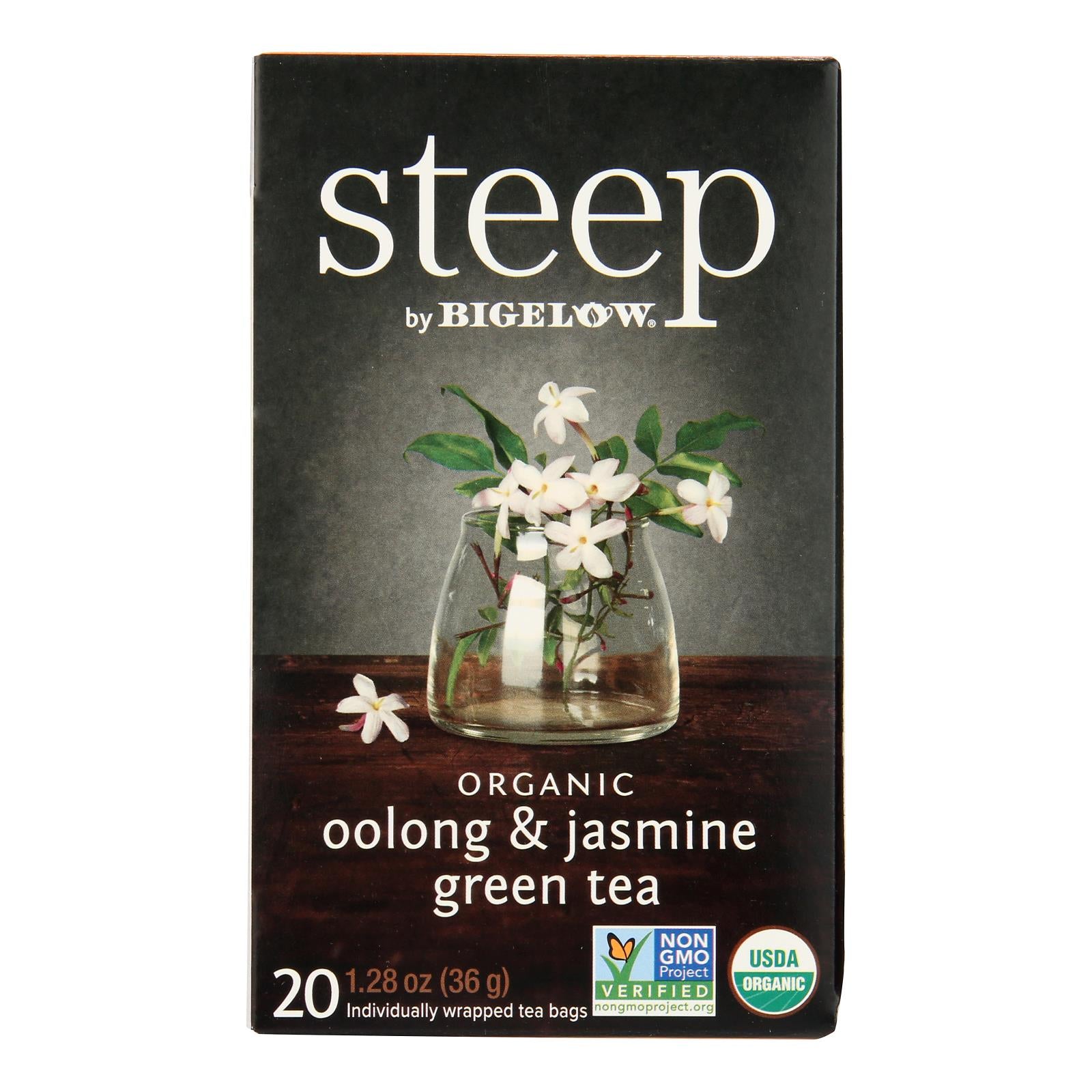 Steep By Bigelow Organic Oolong And Jasmine Green Tea  - Case of 6 - 20 BAGS