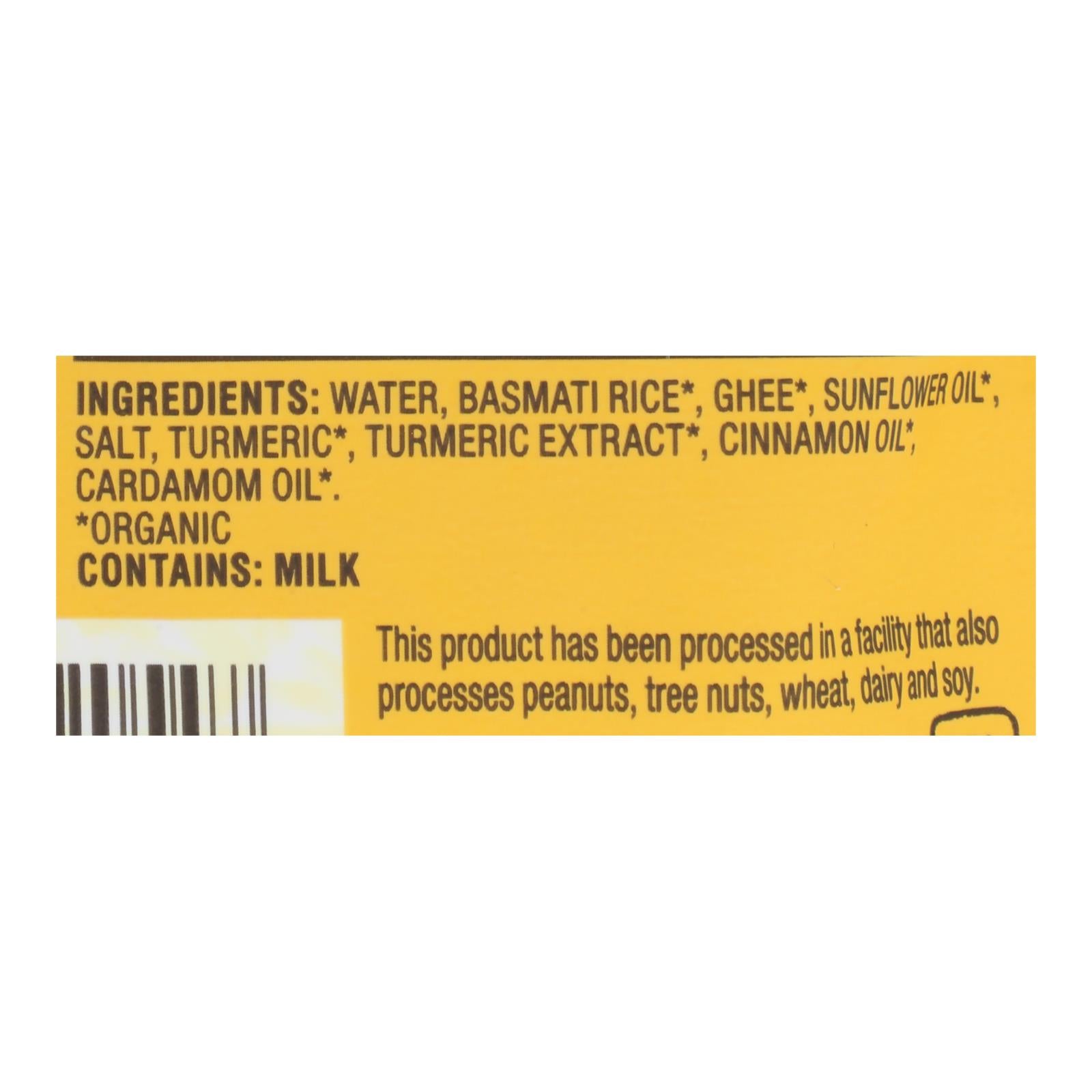 Tasty Bite Organic Turmeric Basmati Rice - Fluffy & Flavorful - Case of 6 Packs (8.8 OZ Each)
