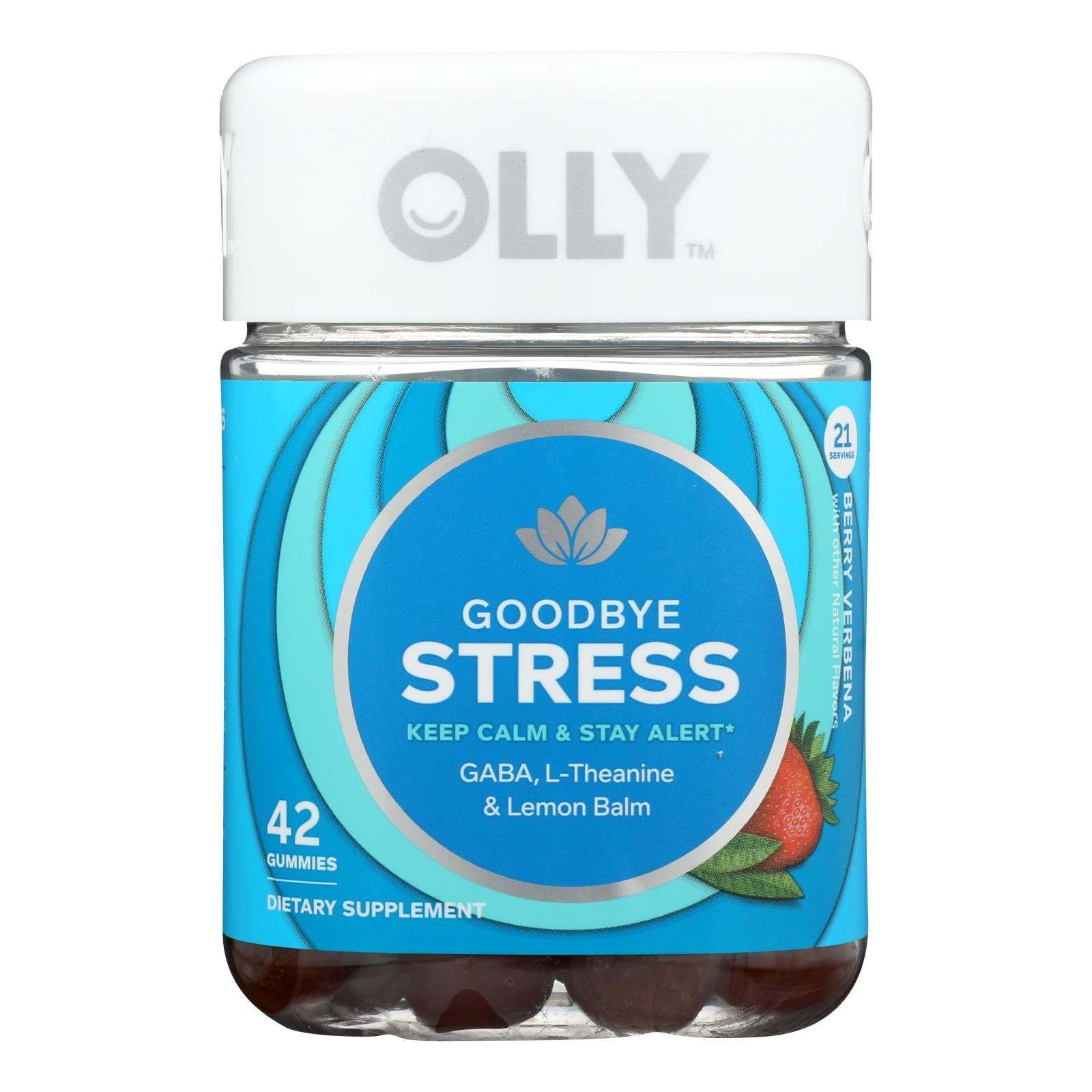 Olly Goodbye Stress Gummies - Berry Flavor with GABA, L-Theanine & Lemon Balm - 42 Ct