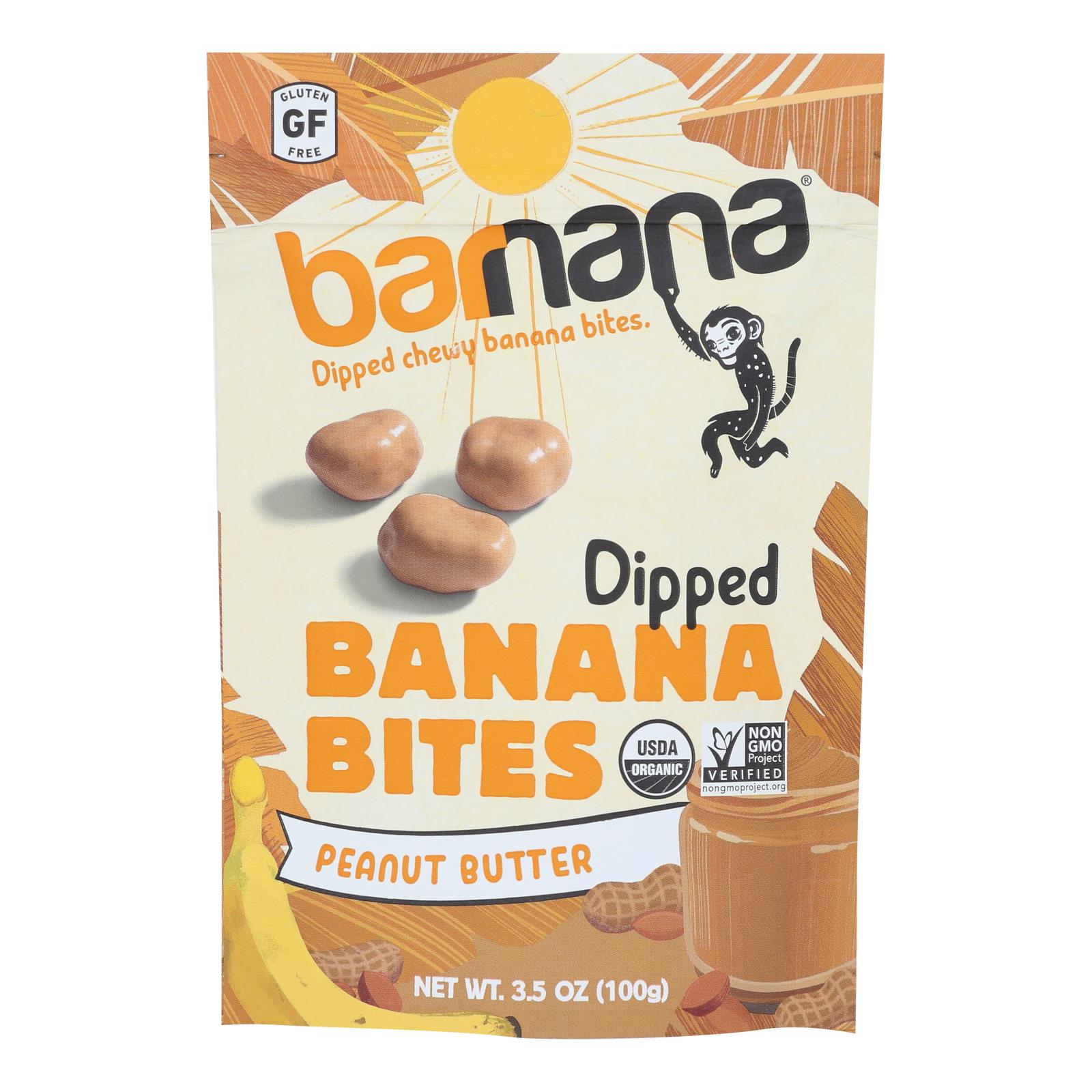 Barnana Chewy Banana Bites - Organic Peanut Butter - Case of 12 - 3.5 oz.