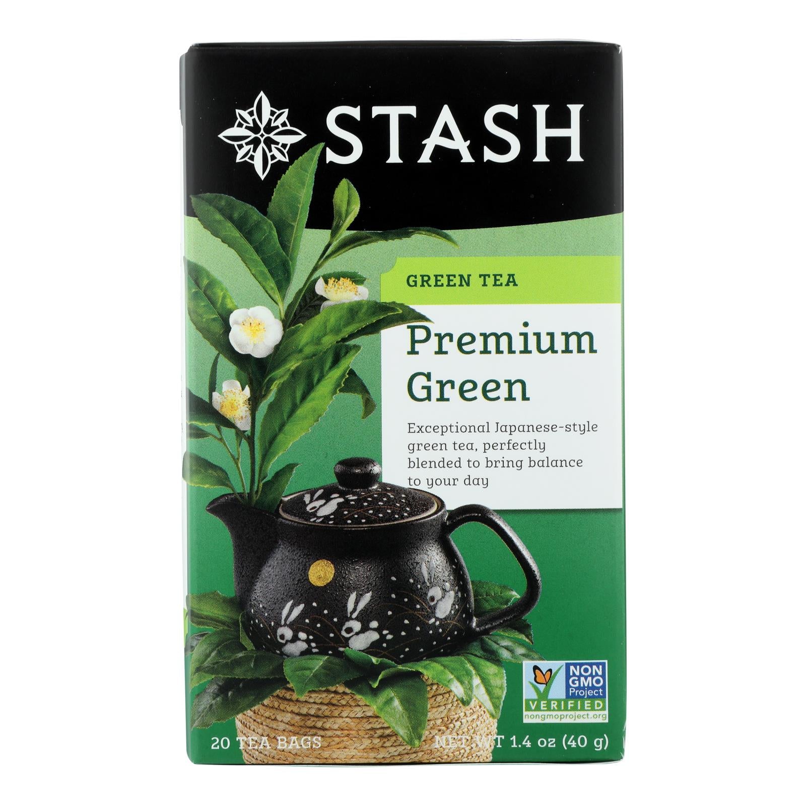 Stash Tea Organic Green Tea - Premium - Case of 6 - 20 Bags