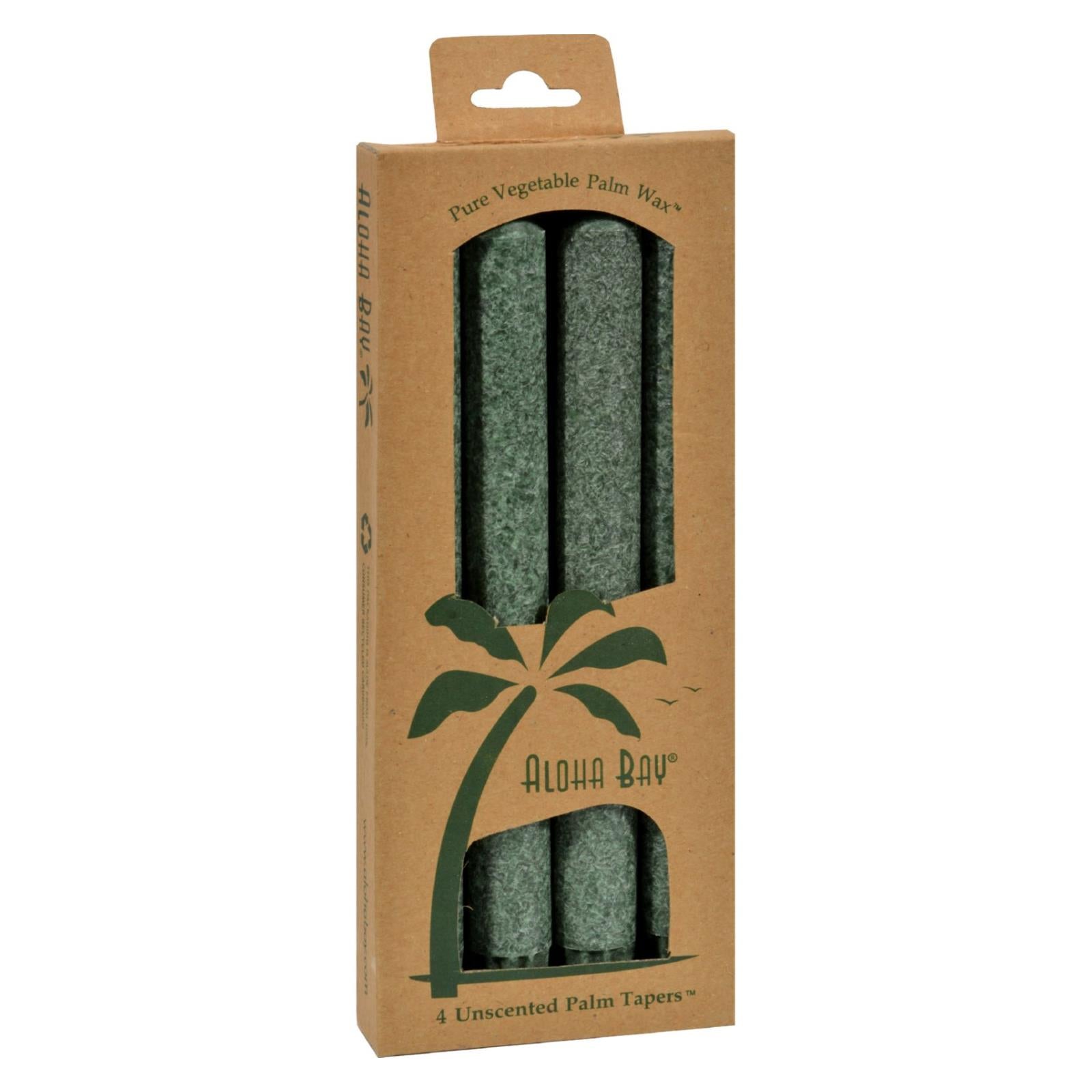 Aloha Bay 9" Green Palm Taper Candles - Eco-Friendly, Unscented, 4-Pack, Sustainable Palm Wax