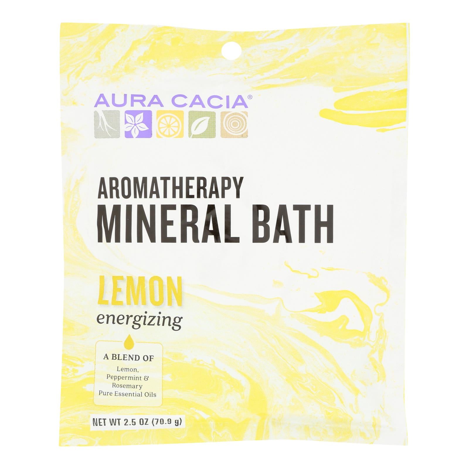 Aura Cacia - Aromatherapy Mineral Bath Energizing Lemon - 2.5 oz - Case of 6