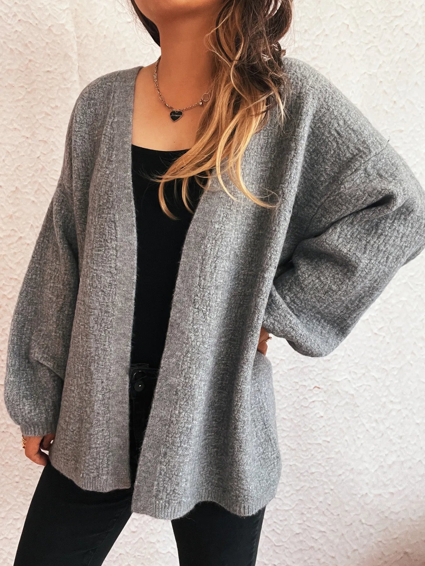 Open Front Long Sleeve Cardigan