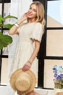 ADORA Rround Neck Crinkle Babydoll Dress