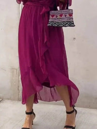 Full Size Flowy Tie Front Midi Dress with Flutter Sleeves Plus Size - Store 42