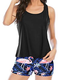 Cutout Printed Round Neck Three-Piece Swim Set