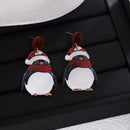 Christmas Penguin Santa Hat Holiday Earrings Burgundy One Size