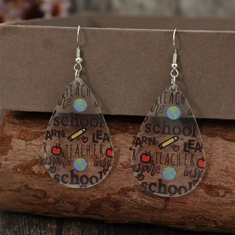 Stylish Acrylic Teardrop Shape Earrings with Stainless Steel Hooks - Lightweight & Modern Design