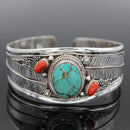 Artificial Turquoise Alloy Open Bracelet Turquoise Red One Size