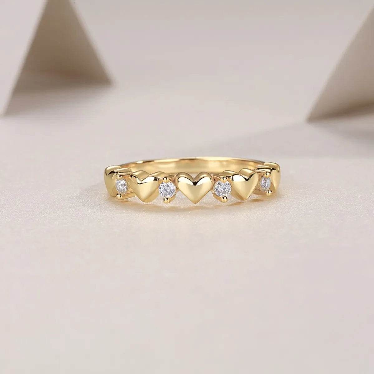 Elegant 925 Sterling Silver Moissanite Heart Ring - 0.12ct with 18K Gold-Plated Finish