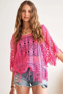 ADORA Fringe Hem Crochet Top