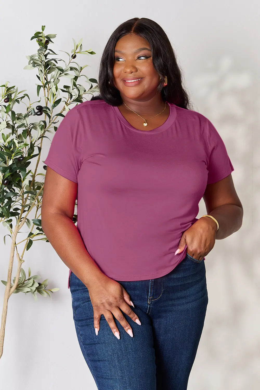 Basic Bae Full Size Round Neck Short Sleeve T-Shirt Plus Size