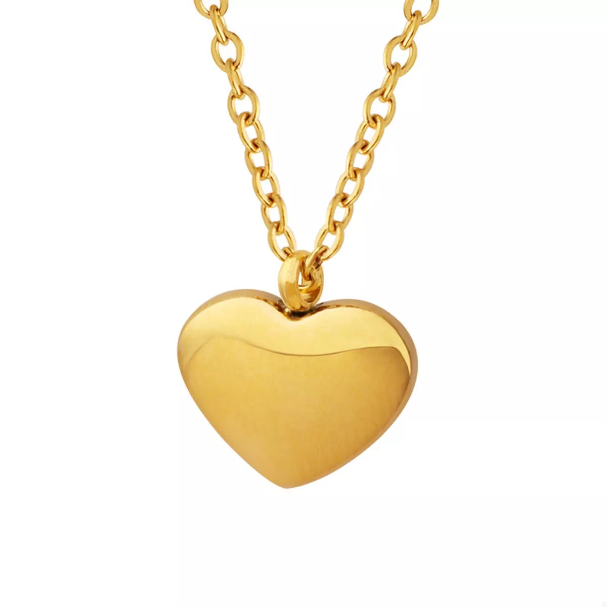 Elegant 18K Gold-Plated Heart Pendant Necklace with Titanium Steel - 19.7" Length
