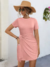 Round Neck Short Sleeve Mini Tee Dress Pale Blush