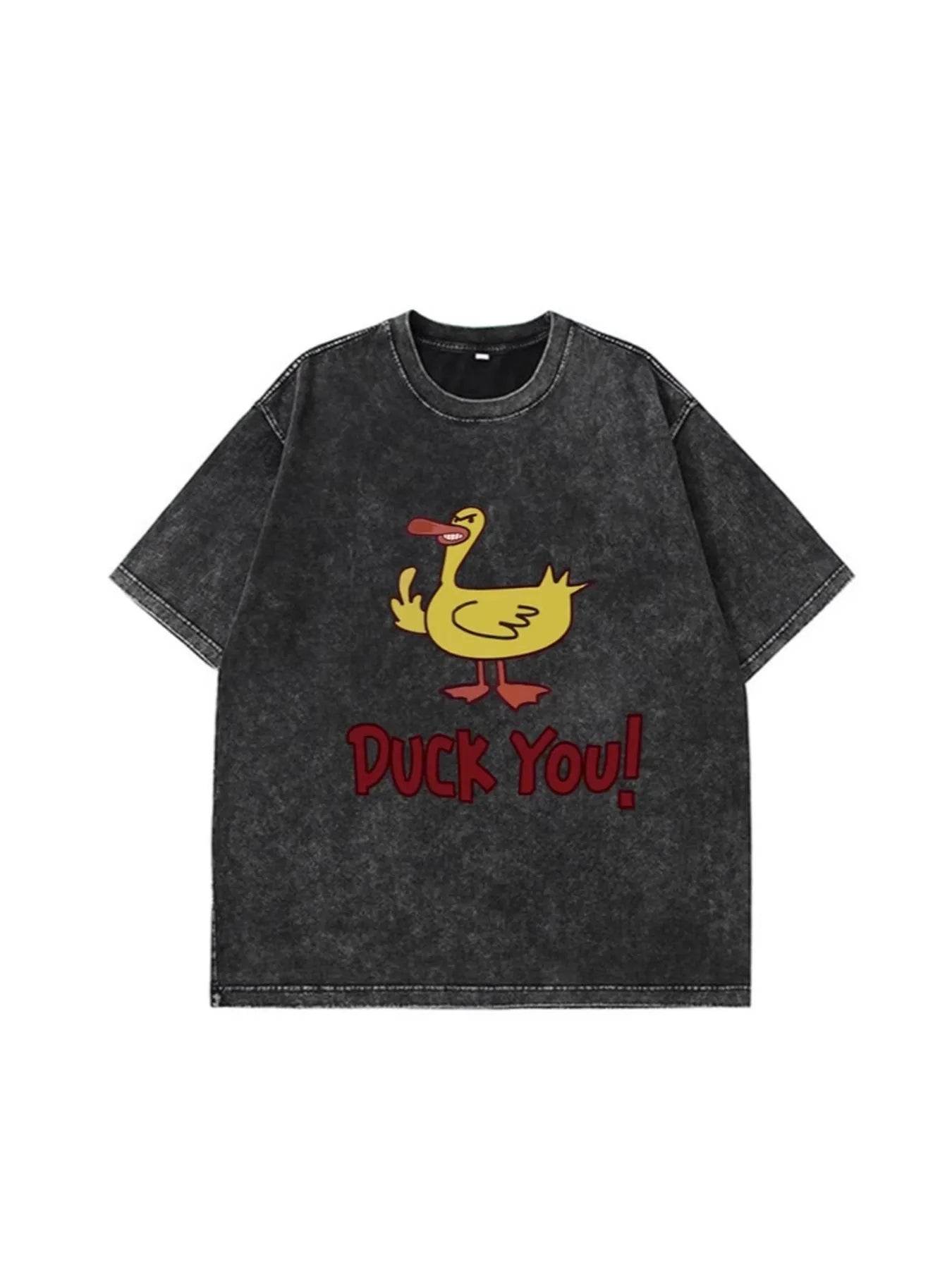 Stylish Duck Graphic Oversized T-Shirt for Comfort - 100% Polyester, Machine Washable