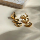 Elegant 18K Gold-Plated Stainless Steel Heart Earrings - Lightweight & Stylish - Store 42