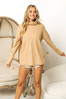 BiBi Checkered Round Neck Thumbhole Long Sleeve Top - Store 42