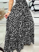 Full Size Leopard Print Spaghetti Strap Maxi Dress Plus Size - Store 42