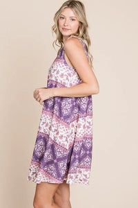 BOMBOM Bohemian Print Sleeveless Dress