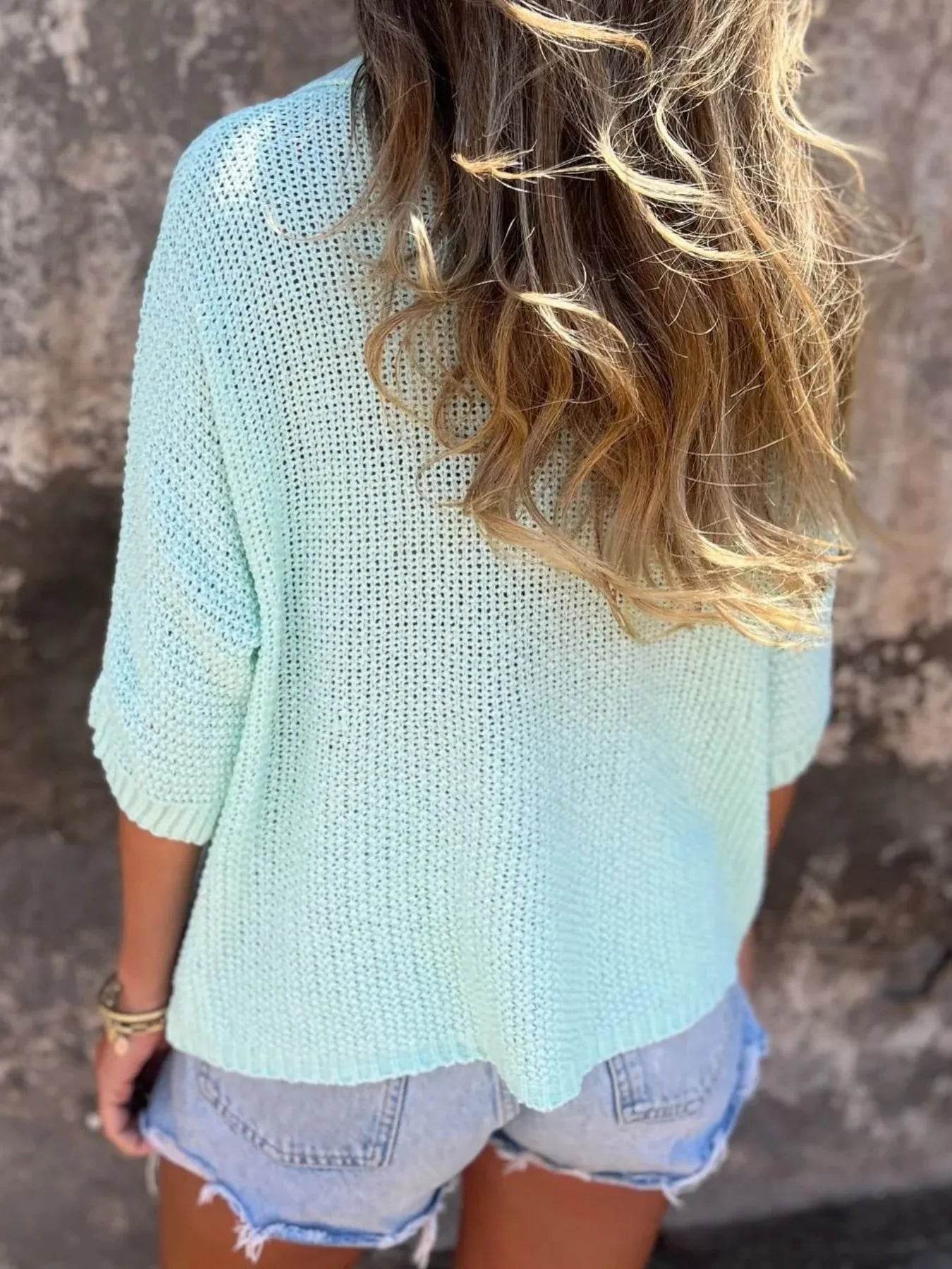 Full Size Johnny Collar Loose Knit Sweater Plus Size - Store 42