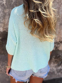 Full Size Johnny Collar Loose Knit Sweater Plus Size - Store 42