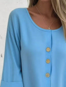 Full Size Button-Front 3/4 Sleeve Casual Blouse Plus Size - Store 42