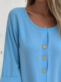 Full Size Button-Front 3/4 Sleeve Casual Blouse Plus Size - Store 42