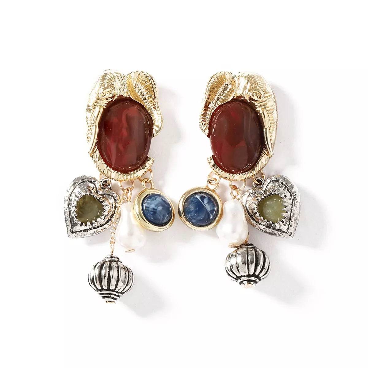 Elegant Zinc Alloy Heart Dangle Earrings - 18K Rose Gold and Platinum Plated Jewelry - Store 42