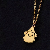 18K Gold-Plated Halloween Ghost Pendant Necklace in Titanium Steel - Spooky & Stylish Jewelry - Store 42