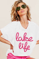 Trendy Metallic Letter Dolman Sleeve Top - Stylish & Chic 100% Cotton Casual Wear - Store 42