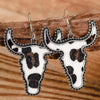 Alloy Animal Print Cow Head Earrings Cow Print One Size