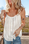Lace Detail Ruffled Buttoned Loose Fit Tank Top White