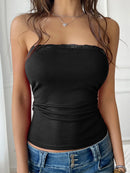 Devine Lace Detail Tube Top Black