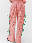 Side Tied Plaid Pants