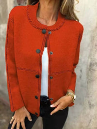 Full Size Button Up Long Sleeve Cardigan Plus Size - Store 42