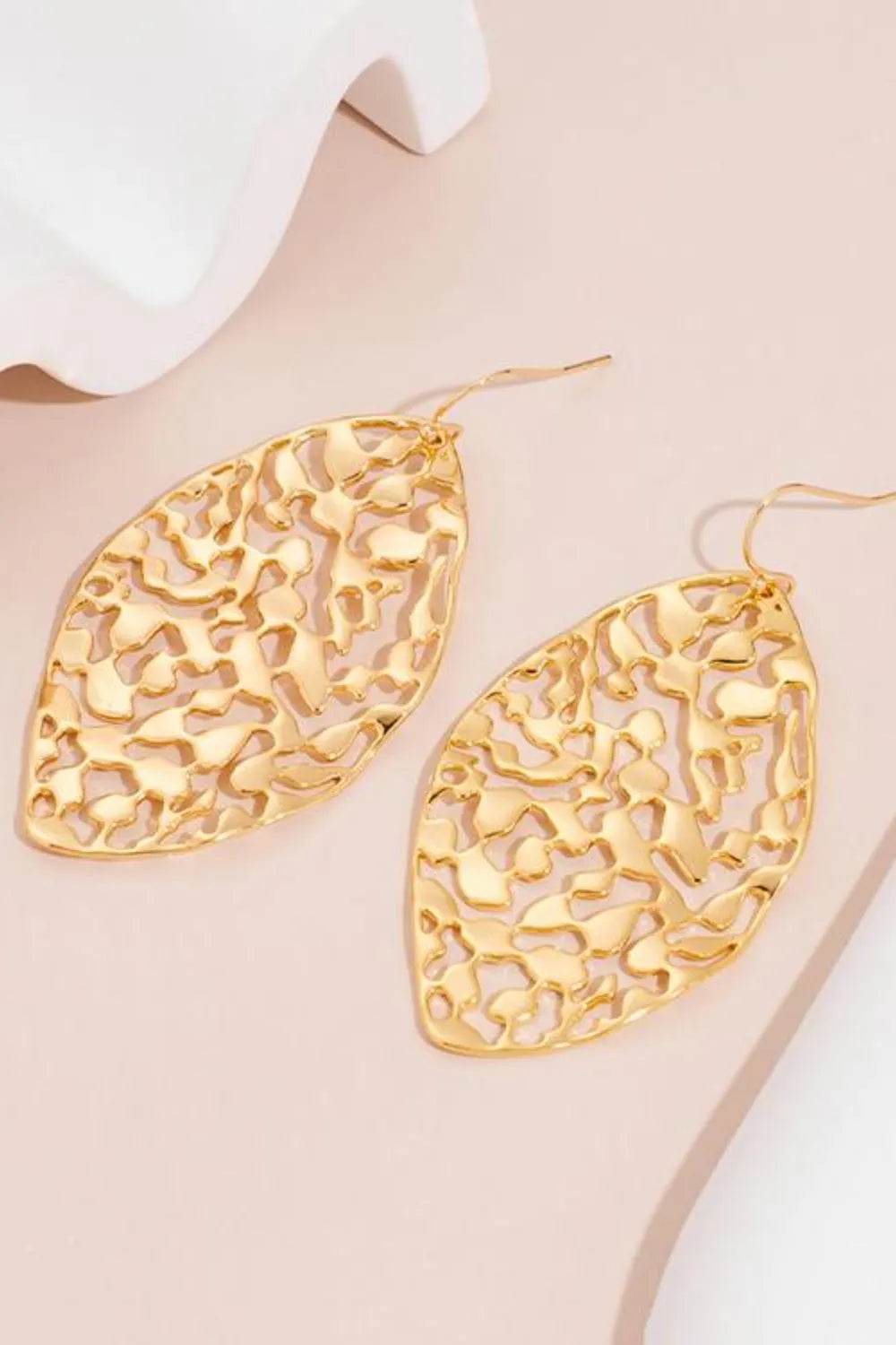 Elegant Brass Gold-Plated Leaf Shape Earrings - Stylish 2.5 Inch Fashion Jewelry - Store 42