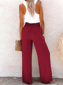 Full Size High-Waisted Textured Wide Leg Pants Plus Size - Store 42