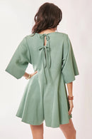 Davi & Dani Solid Draped Sleeve Ties Back Skort Romper