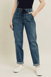 Judy Blue Full Size HW Vintage Wash Jeans w/ Drawstring Plus Size Dark