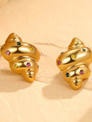 18K Gold-Plated Spiral Earrings with Inlaid Zircon - Elegant Jewelry for Every Occasion - Store 42