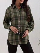 Plaid Button-Down Long Sleeve Shirt