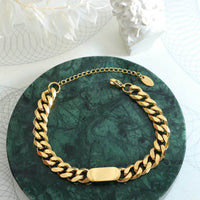 Elegant 18K Gold-Plated Titanium Steel Bracelet with Adjustable Extension Chain - Store 42