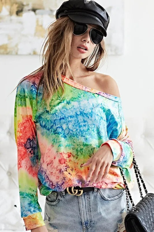 Trendy BiBi Tie Dye Soft Knit Jersey T-Shirt - Comfortable & Stylish Casual Wear