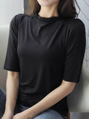 Men's Solid Color Short Sleeve T-Shirt - 100% Polyester, Slightly Stretchy, Imported - Store 42