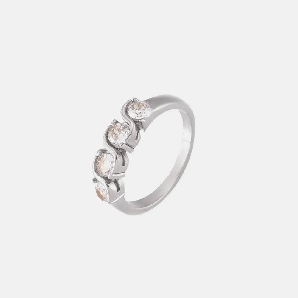 18K Gold-Plated Stainless Steel Zircon Ring - Elegant Inlaid Design for Stylish Wear - Store 42