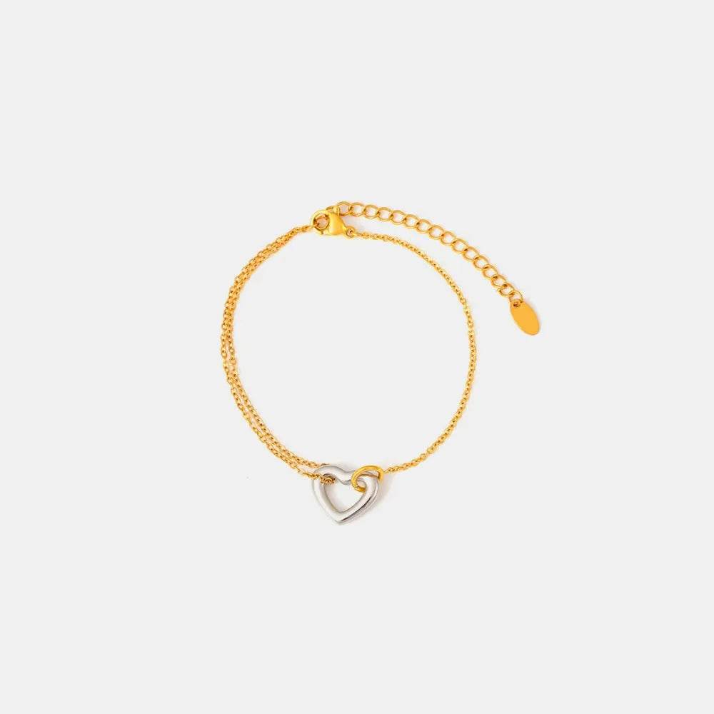 18K Gold-Plated Heart Bracelet with Extension Chain - Stylish and Durable Jewelry Accessory - Store 42