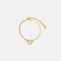 18K Gold-Plated Heart Bracelet with Extension Chain - Stylish and Durable Jewelry Accessory - Store 42