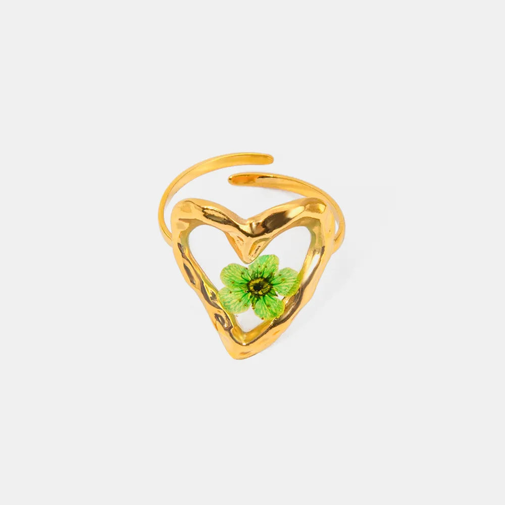 Adjustable 18K Gold-Plated Stainless Steel Eternal Flower Ring for Timeless Elegance