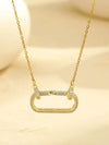 18K Gold-Plated Stainless Steel Rectangle Pendant Necklace with Zircon Accents - Store 42